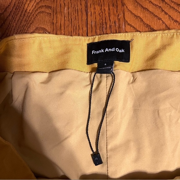 Frank & Oak Tencel and Linen Blend Button Front Trouser Pants in Mustard Sz 4 - Picture 9 of 16